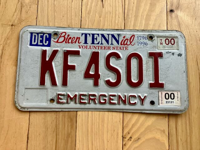 2000 Tennessee Emergency License Plate – RusticPlates