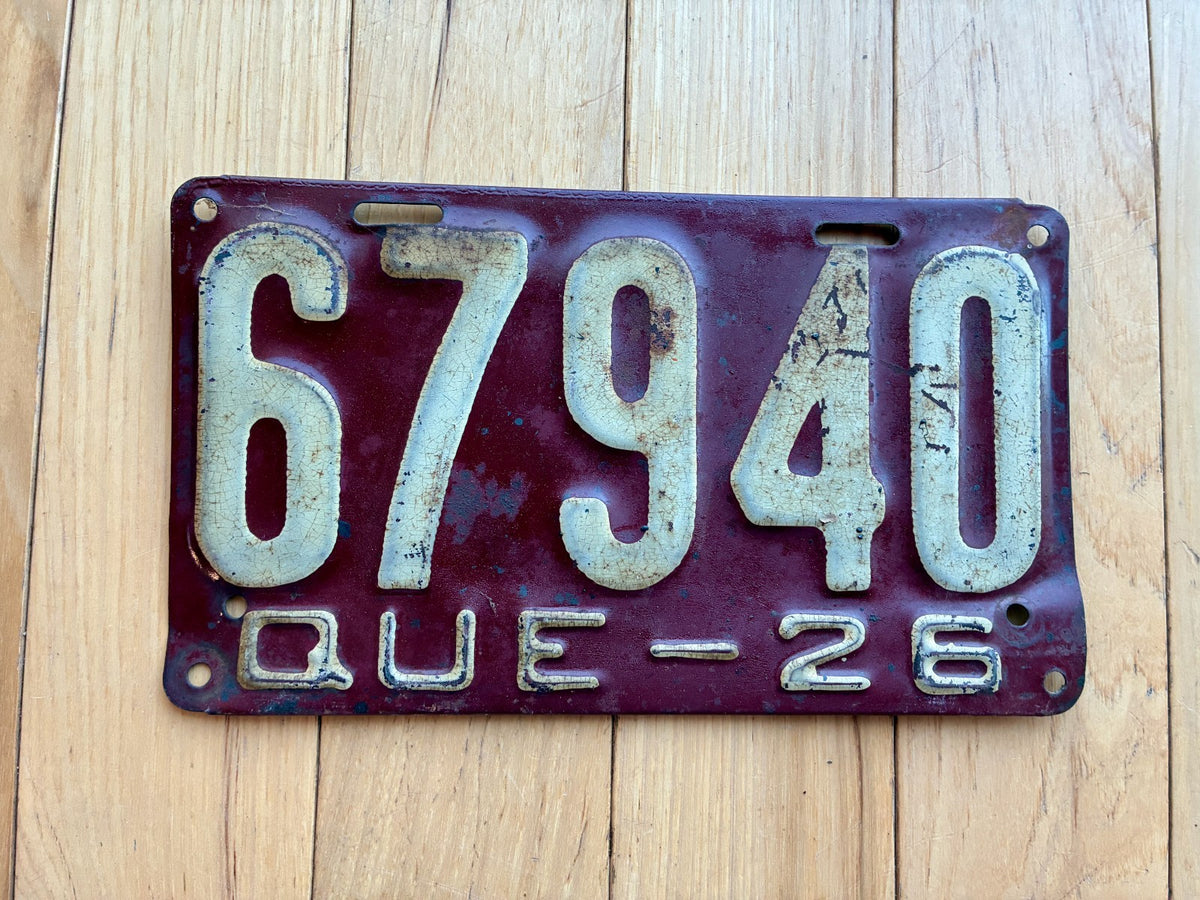1926 Quebec License Plate – RusticPlates