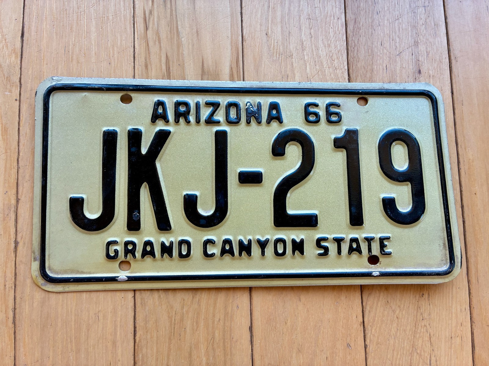 WHIZLIMITED “MONOGRAM PLATE” BROWN 1966 Arizona License Plate- MVD YOM Clear – RusticPlates