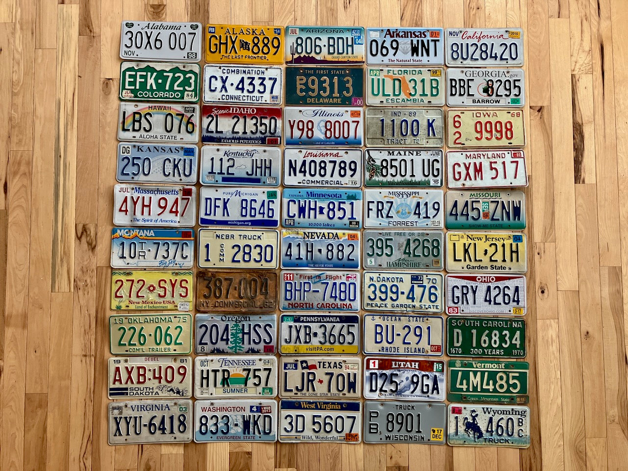 Embossed 50 State Set of US License Plates in Craft Condition