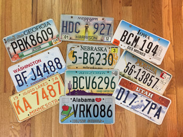 Kids Themed License Plate Set with 10 Plates from 10 Different States. Cool License plates with great colors and designs. 
