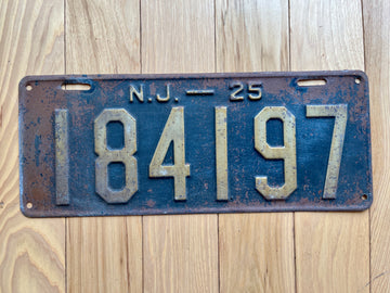 1925 New Jersey License Plate