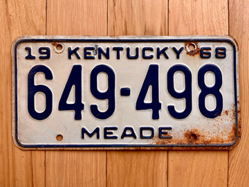 1968 Kentucky Meade County License Plate