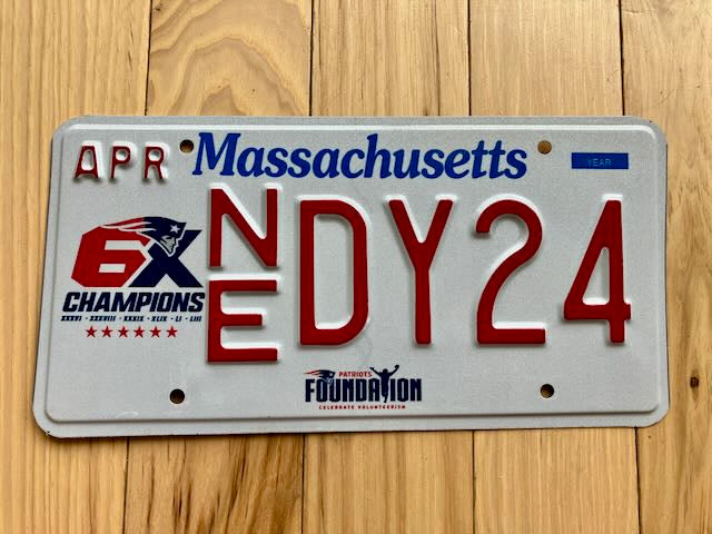 Massachusetts Patriots 6X Champions License Plate