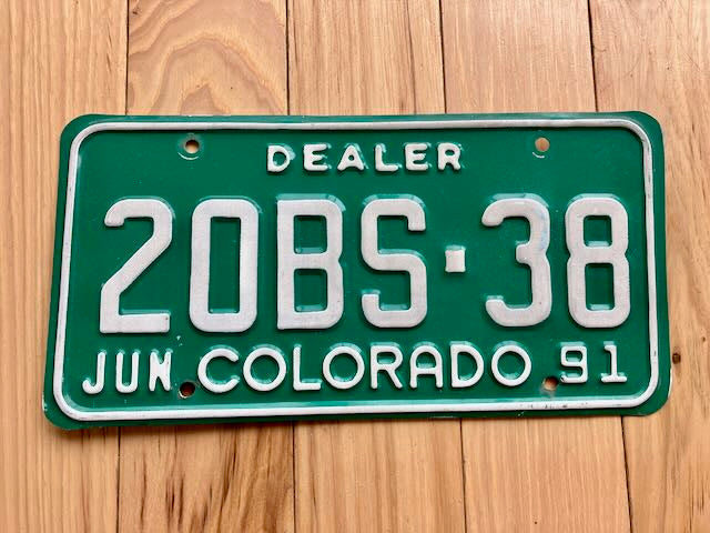1991 Colorado Dealer License Plate
