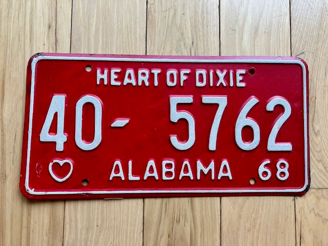 1968 Alabama Lamar County License Plate