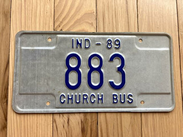 1989 Indiana Church Bus License Plate