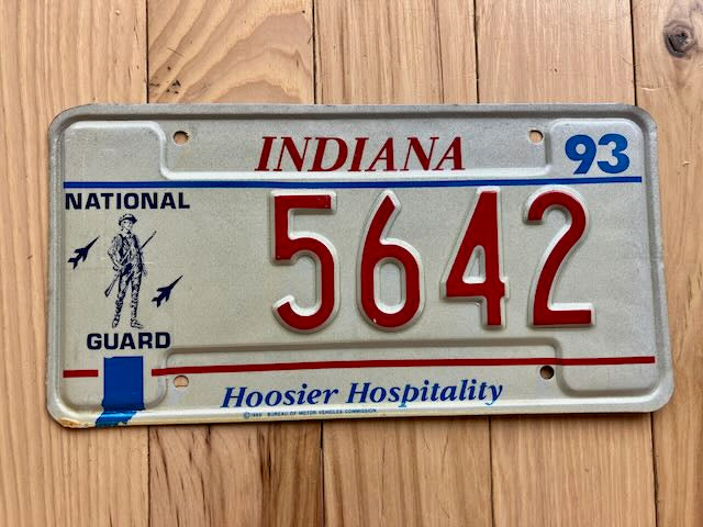 1993 Indiana National Guard License Plate