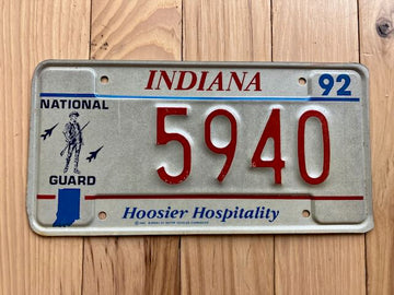 1992 Indiana National Guard License Plate