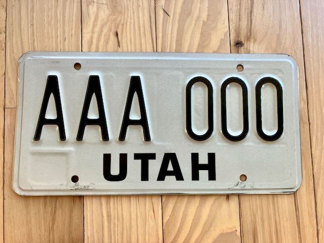Utah Sample License Plate