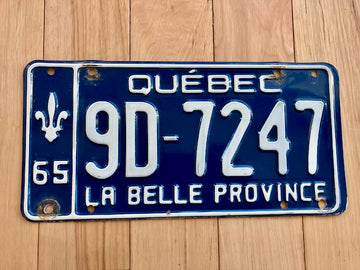 1965 Quebec License Plate