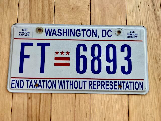 Washington D.C. License Plate - Taxation Without Representation