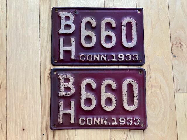 1933 Pair of Connecticut License Plates