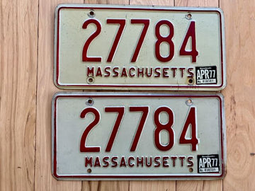 1977 Pair of Massachusetts License Plates