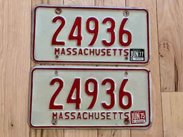 1975/1977 Pair of Massachusetts License Plates