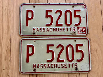 1975 Pair of Massachusetts License Plates