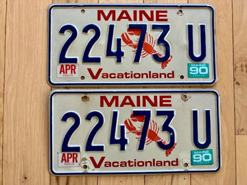 1990 Pair of Maine Lobster License Plates