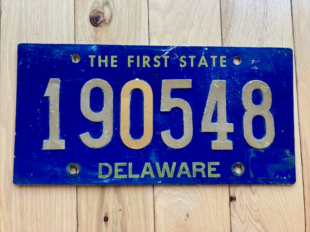 Older Riveted Delaware License Plate