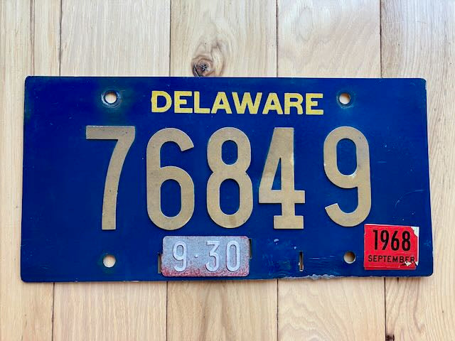 1968 Delaware License Plate