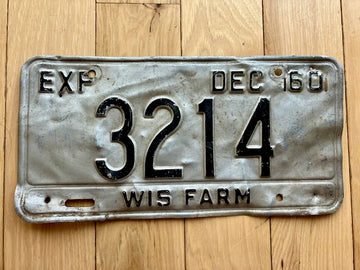 1960 Wisconsin Farm License Plate