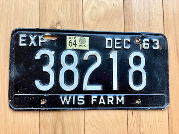 1963/1964 Wisconsin Farm License Plate