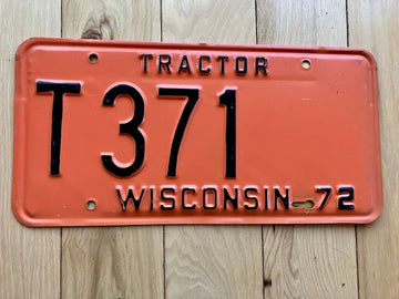 1972 Wisconsin Tractor License Plate