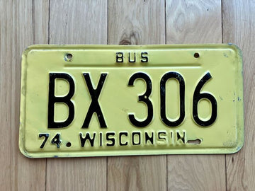 1974 Wisconsin Bus License Plate