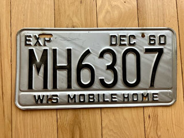 1960 Wisconsin Mobile Home License Plate