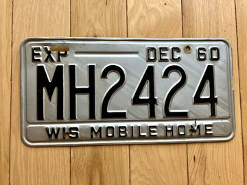 1960 Wisconsin Mobile Home License Plate