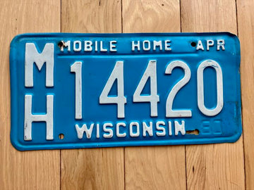 1980 Wisconsin Mobile Home License Plate - 420 plate