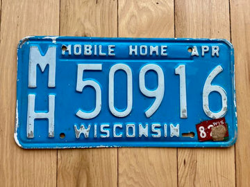 1982 Wisconsin Mobile Home License Plate