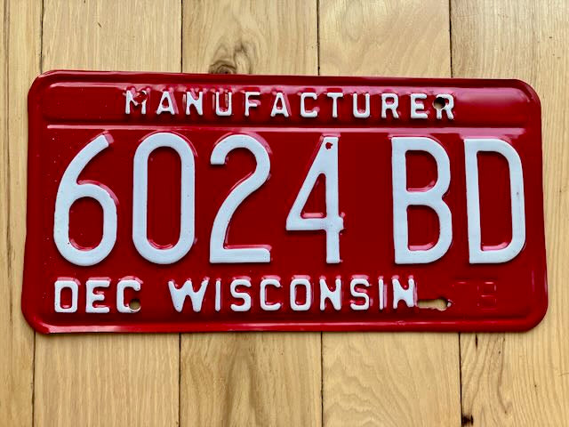 1979 Wisconsin Manufacturer License Plate