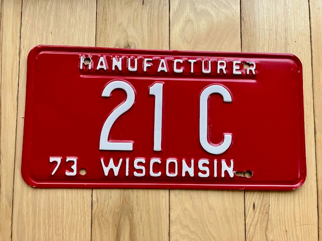 1973 Wisconsin Manufacturer License Plate