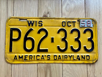 1958 Wisconsin License Plate