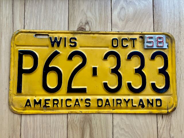 1958 Wisconsin License Plate