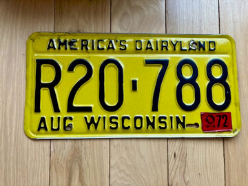 1972 Wisconsin License Plate