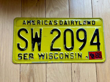 1986 Wisconsin License Plate