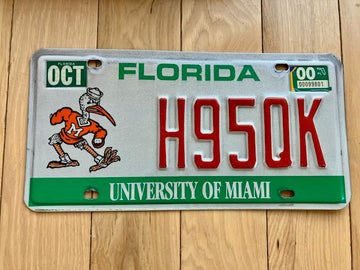 2000 Florida University of Miami License Plate
