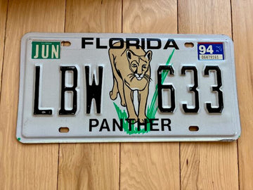 1994 Florida Protect The Panther License Plate