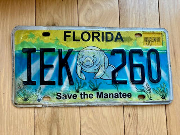Florida Save The Manatee License Plate (Poor Condition/Pealing on Side)