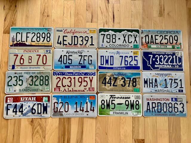 Set of 16 License Plates in Good Condition
