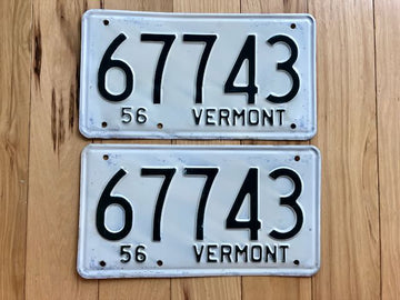 1956 Pair of Vermont License Plates