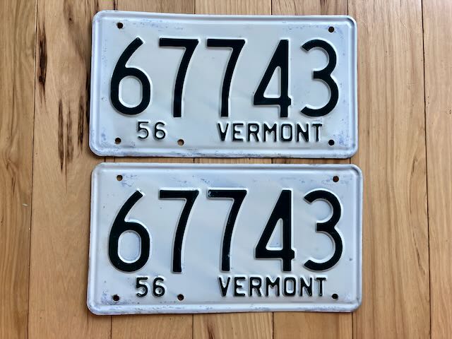 1956 Pair of Vermont License Plates