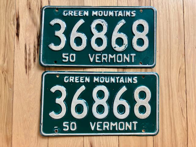 1950 Pair of Vermont License Plates