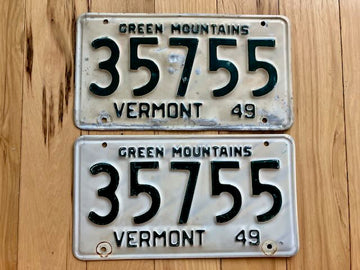 1949 Pair of Vermont License Plates