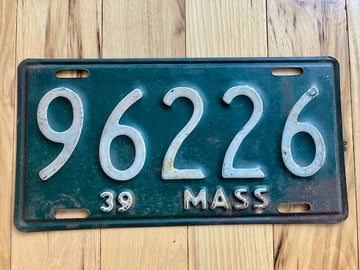 1939 Massachusetts License Plate