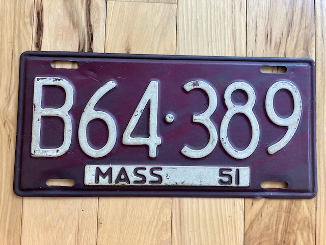 1951 Massachusetts License Plate