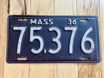 1936 Massachusetts License Plate