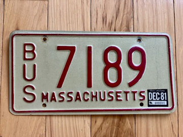 1981 Massachusetts Bus License Plate