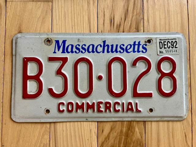 1992 Massachusetts Commercial License Plate
